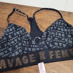 NWOT Savage X Fenty Bralet Women's sz Small Black/Gold Strappy Sports Bra